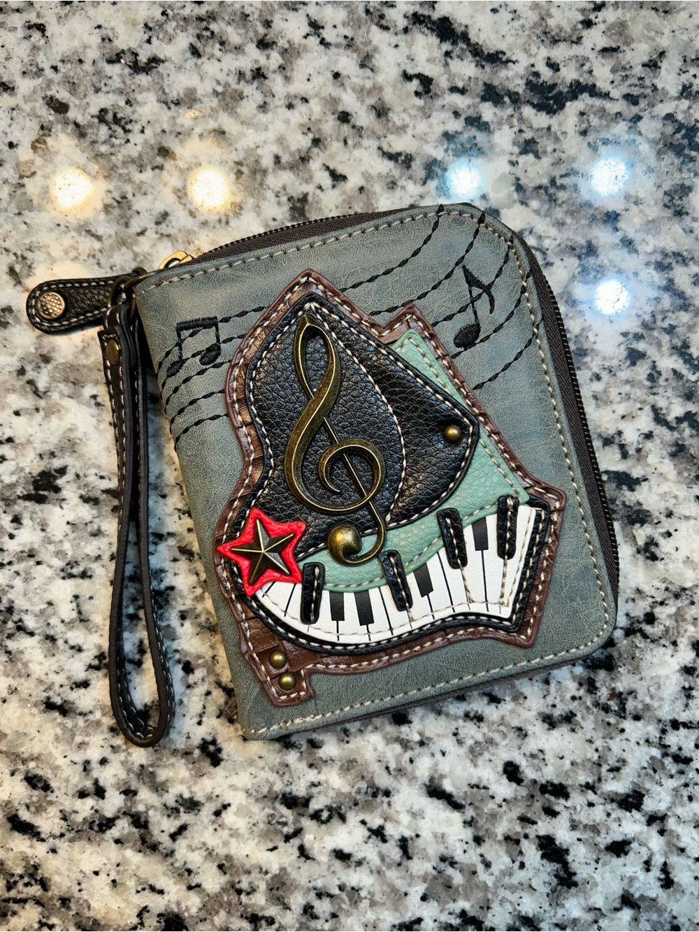 Piano & Treble Clef Zip-Around Wallet